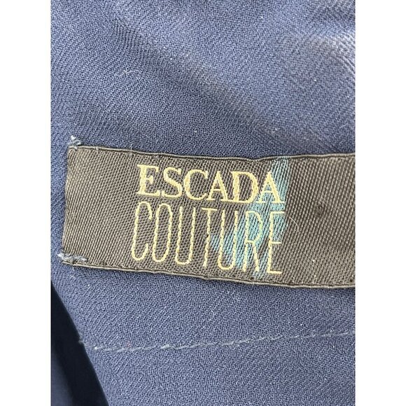 Escada Couture Navy Blue Sequin Beaded Cocktail Dress Bodycon Formal Size S - Picture 4 of 7